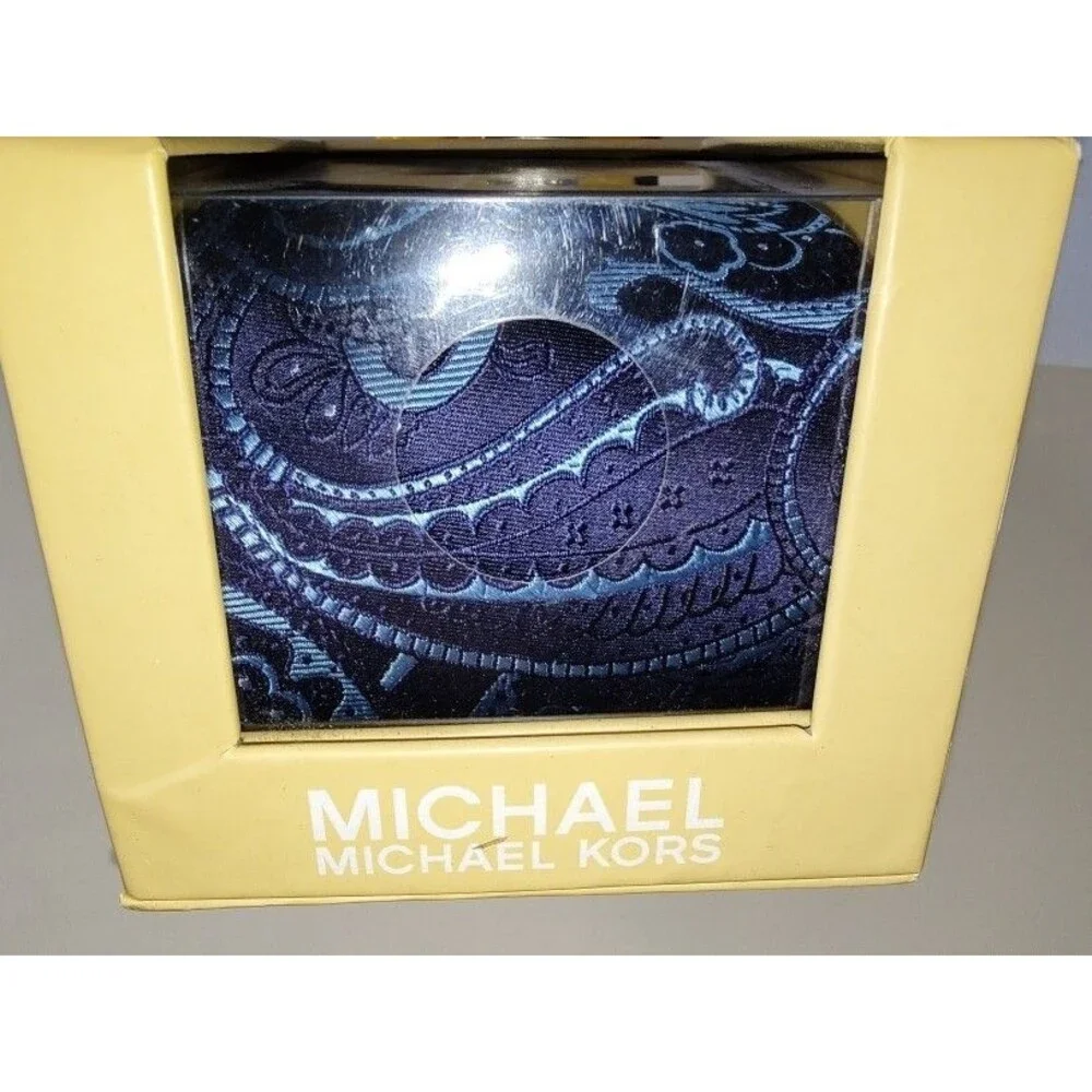 New in box Michael Kors Men's Beautiful Blue Silk Paisley Tie